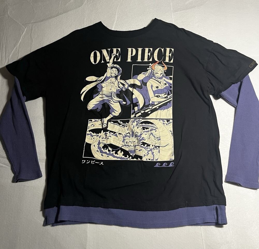 Hot Topic One Piece Luffy Yamato Kaido Layered Anime Graphic Shirt Black L